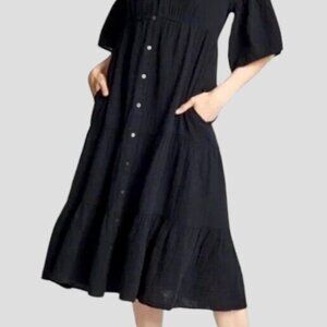 Xirena Kendall Black Gauze Midi Dress Size Small